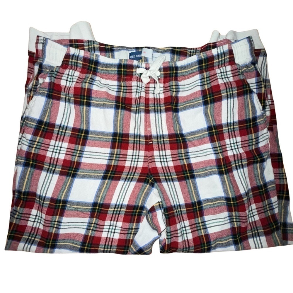 Old Navy Men's Plaid Pajama Jogger Pants - Red and White